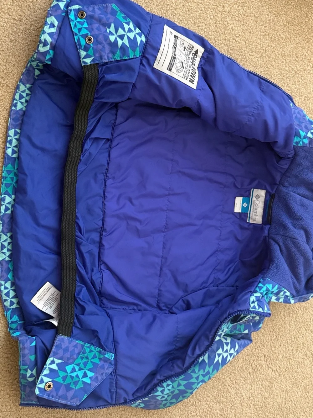Columbia Girls' Blue Geometric Hooded Winter Jacket